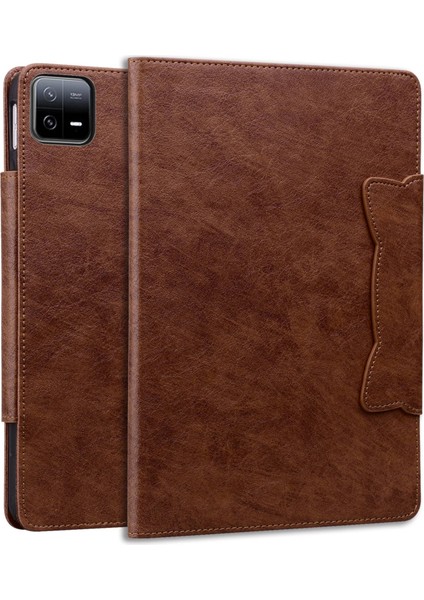 Xiaomi Pad 6 Kahverengi Için Kedi Toka Kılıfı (Yurt Dışından)