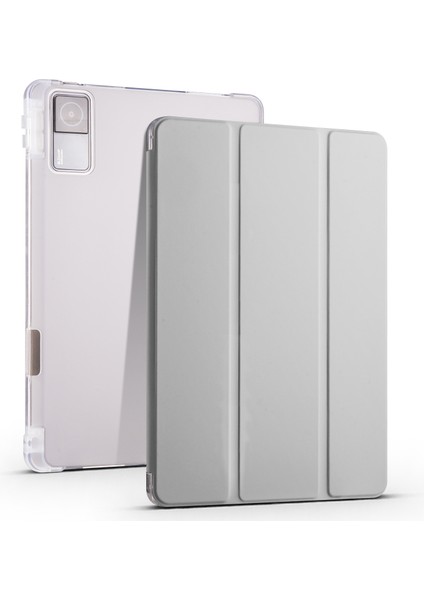 Xiaomi Redmi Pad 10.61 Gri Için 3 Katlı Tpu+Pu Tablet Kılıfı (Yurt Dışından)