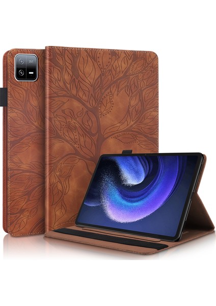Hayat Ağacının Tablet Kılıfı Xiaomi Pad 6 / Pad 6 Pro Kahverengi (Yurt Dışından)