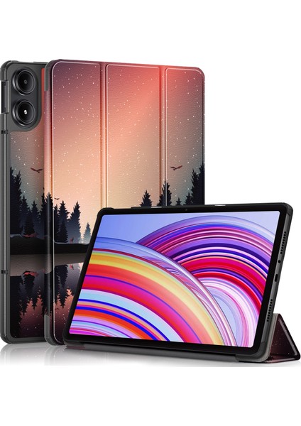 Xiaomi Redmi Pad Pro 12.1 Gün Batımı Için Boyalı Deri Akıllı Kılıf (Yurt Dışından)