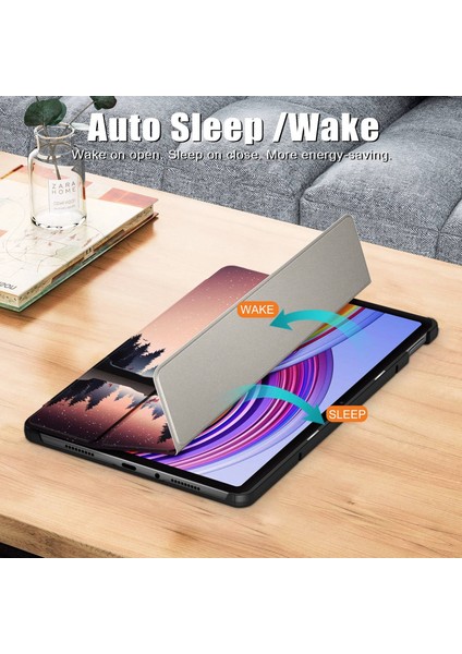 Xiaomi Redmi Pad Pro 12.1 Gün Batımı Için Boyalı Deri Akıllı Kılıf (Yurt Dışından)