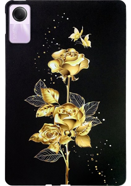 Redmi Pad Se Golden Rose Için Boyalı Tpu Tablet Kılıfı (Yurt Dışından)