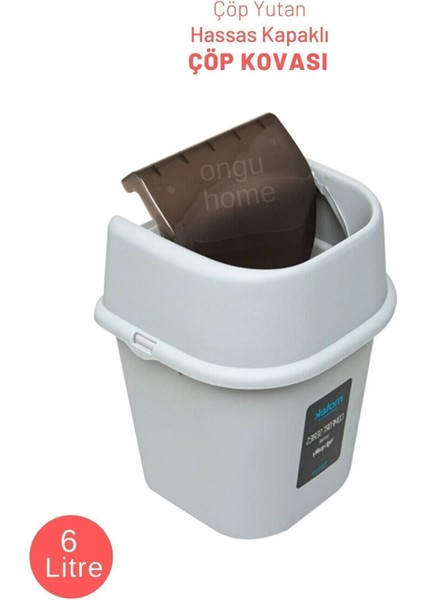 Hassas Kapaklı 6L Plastik Çöp Kutusu, Mutfak Tezgah Üstü, Beyaz modelleri