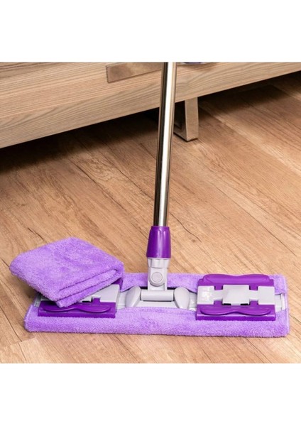 Tekno Trust Yer Mopu Fayans Duvar Yüzey Temizlik Mikrofiber Mandallı Mop 1 Adet Yedek Bezli
