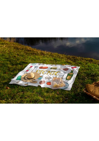 Outdress Suya Dayanıklı Çok Amaçlı Piknik Örtüsü 150 x 150 cm Piknik Desen