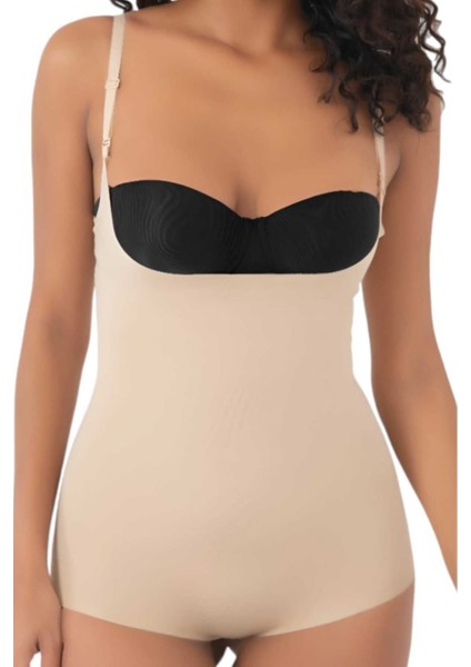 Kadın Lazer Kesim Toparlayıcı Göğüs Altı Askılı Body Korse 2'li Set