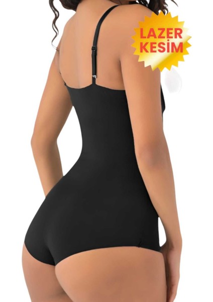 Kadın Lazer Kesim Toparlayıcı Göğüs Altı Askılı Body Korse 2'li Set