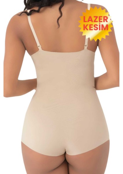 Kadın Lazer Kesim Toparlayıcı Göğüs Altı Askılı Body Korse 2'li Set
