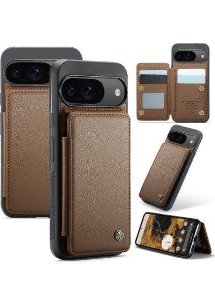 Google Piksel 9 Için Flip Case Rfıd Engelleme Kart Tutucu Kickstand Pu Ince (Yurt Dışından)