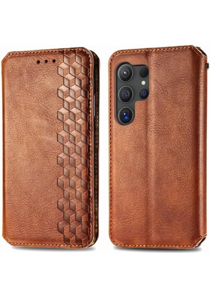 Samsung Galaxy S24 Ultra Cüzdan Fonksiyonu Için Kılıf Kapak Çevirin Deri Kılıf (Yurt Dışından)