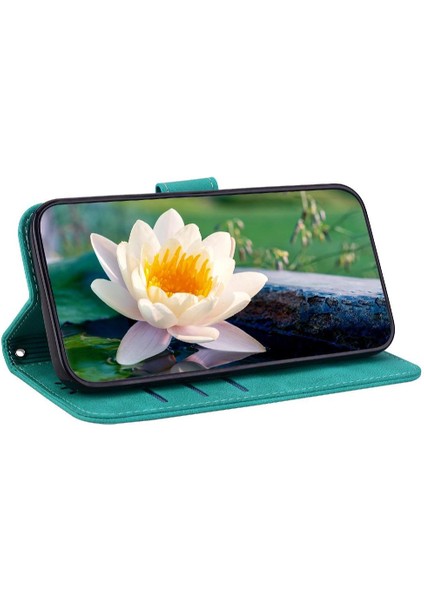IPhone 14 Için Flip Case Pro Kabartma Lotus Çiçek Cüzdan Manyetik (Yurt Dışından)