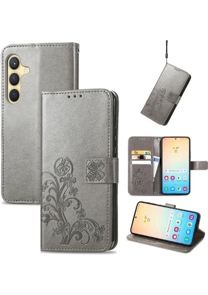 Samsung Galaxy S24 Artı Kısa Kayış Flip Kapak Dört Yapraklı Yonca (Yurt Dışından)
