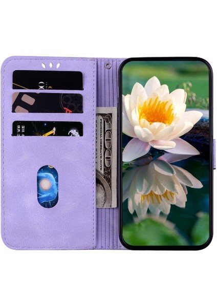 Xiaomi Poco M6 4g Manyetik Kabartma Lotus Çiçek Kickstand Için Flip Case (Yurt Dışından)
