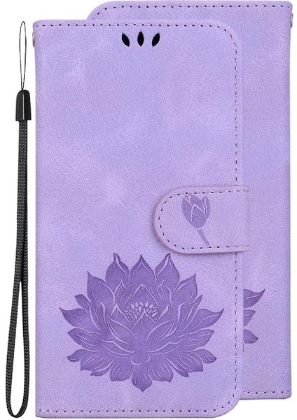 Xiaomi Poco M6 4g Manyetik Kabartma Lotus Çiçek Kickstand Için Flip Case (Yurt Dışından)