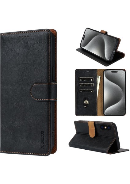 IPhone Xs Max Çift Katmanlı Koruma Için Flip Case Yan Cep Kart Yuvaları (Yurt Dışından)