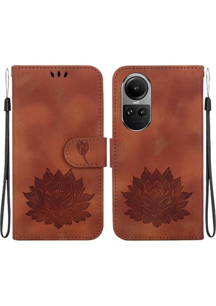 Oppo Oppo 10 Pro 5g Için Flip Case Kickstand Cüzdan Kabartma Lotus Çiçek (Yurt Dışından)