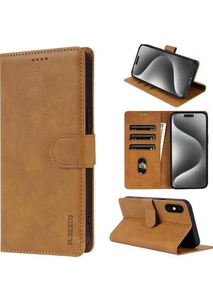 IPhone Xs Max Çift Katmanlı Koruma Için Flip Case Yan Cep Kart Yuvaları (Yurt Dışından)