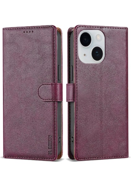 IPhone 15 Için Flip Case Yan Cep Anti Kayma Kart Yuvaları Manyetik Kapatma (Yurt Dışından)
