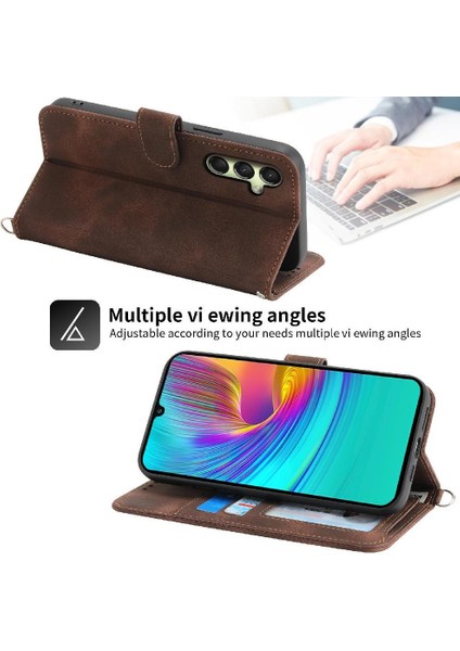Samsung Galaxy A16 Kabartmalı Bileklik Çoklu Kredi Kartı Için Flip Case (Yurt Dışından)
