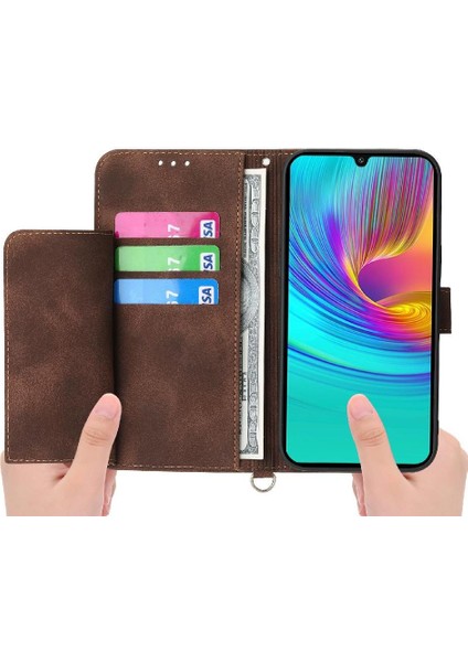Samsung Galaxy A16 Kabartmalı Bileklik Çoklu Kredi Kartı Için Flip Case (Yurt Dışından)