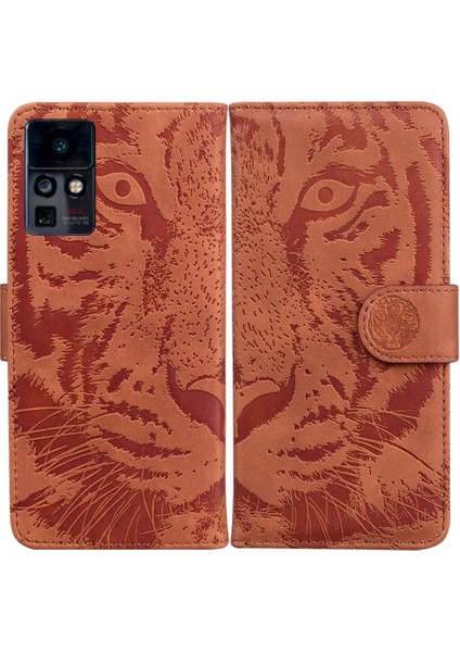 Infinix Sıfır x Pro Deri Cüzdan Kabartmalı Sevimli Kaplan Için Flip Case (Yurt Dışından)