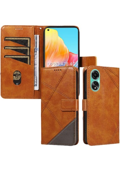 Manyi Mall Elmas Dikiş ve Kart Yuvası Deri ile Oppo A78 4g Için Flip Case (Yurt Dışından)