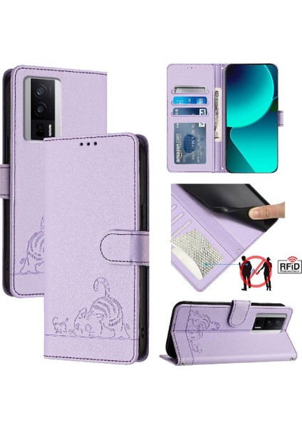 Xiaomi Poco F5 Pro Kart Yuvası Tutucu Için Kickstand Kedi Rfıd Cüzdan (Yurt Dışından)