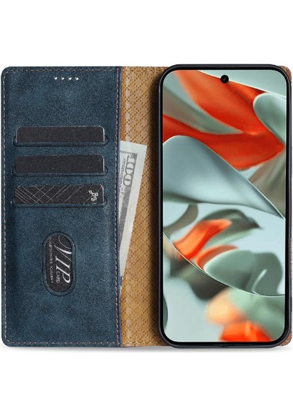 Google Piksel 9 Pro Xl Manyetik Kapatma Anti Kayma Kart Yuvaları Için Flip Case (Yurt Dışından)