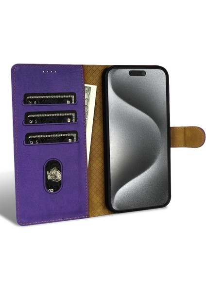 IPhone 15 Için Flip Case Yan Cep Anti Kayma Kart Yuvaları Manyetik Kapatma (Yurt Dışından) modelleri