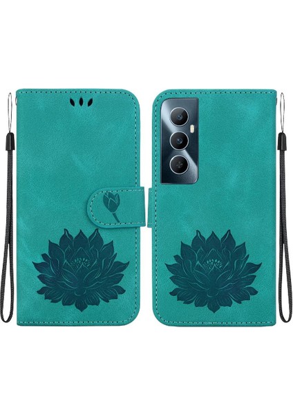 Realme C65 4g Kabartma Lotus Çiçek Manyetik Cüzdan Için Flip Case (Yurt Dışından)