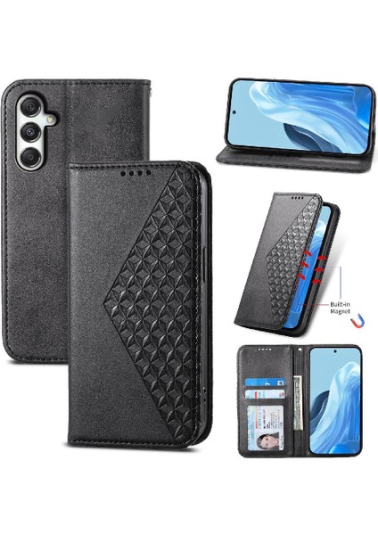 Samsung Galaxy M35 Cüzdan El Kayışı Standı Için Flip Case Günlük Kullanım Eşkenar Dörtgen (Yurt Dışından)