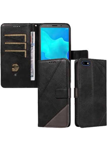 Elmas Dikiş ve Kart Yuvası Deri ile Huawei Y5 2018 Için Flip Case (Yurt Dışından) indirimleri