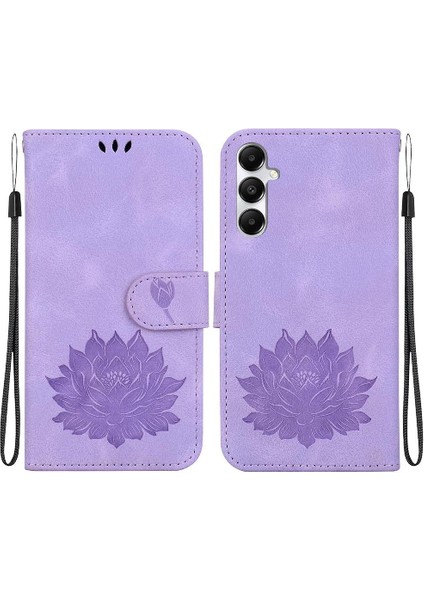 Samsung Galaxy A05S Kickstand Kabartma Lotus Çiçek Manyetik Için Flip Case (Yurt Dışından)