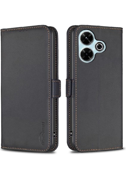 Xiaomi Poco M6 4g Manyetik Kickstand Darbeye Tpu Iç Pu Için Flip Case (Yurt Dışından)