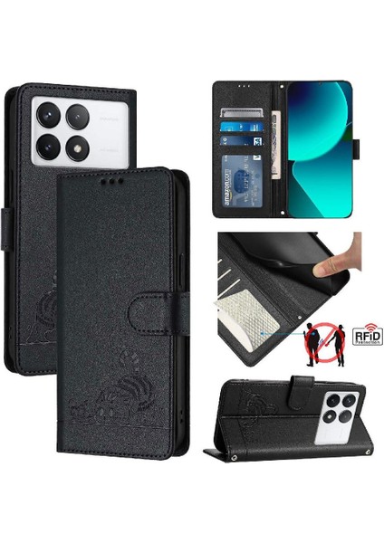Xiaomi Poco F6 Pro Kart Yuvası Tutucu Için Kickstand Cüzdan Kapak Çevirin (Yurt Dışından)