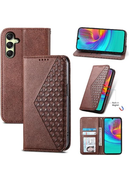 Manyi Mall Samsung Galaxy A16 Günlük Kullanım Için Flip Case Eşkenar Dörtgen Şekli El Kayışı Standı (Yurt Dışından)