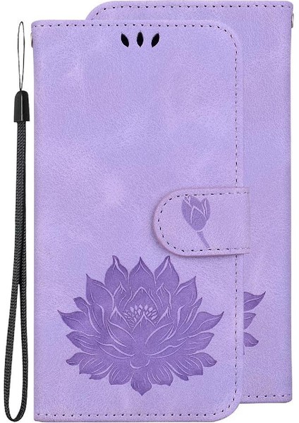 Nokia G21 Kickstand Manyetik Kickstand Kabartma Lotus Için Flip Case (Yurt Dışından)