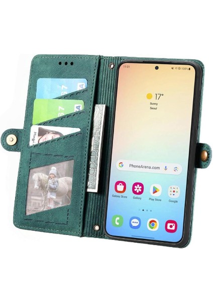 Samsung Galaxy S24 Artı Darbeye Deri Kılıf Için Flip Case Cüzdan Flip (Yurt Dışından)