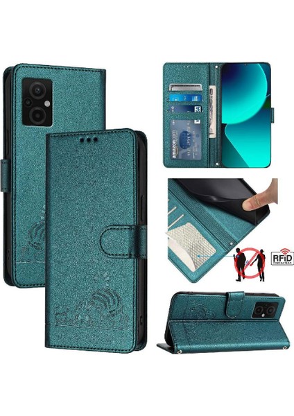 Xiaomi Redmi Için Kılıf 11 Başbakan 5g Kedi Rfıd Kart Yuvası Tutucu Kickstand Flip (Yurt Dışından)