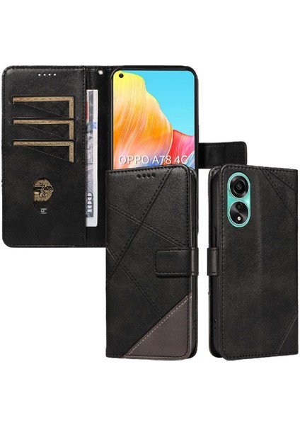 Elmas Dikiş ve Kart Yuvası Deri ile Oppo A78 4g Için Flip Case (Yurt Dışından)