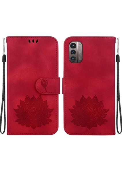 Nokia G21 Kickstand Manyetik Kickstand Kabartma Lotus Için Flip Case (Yurt Dışından)