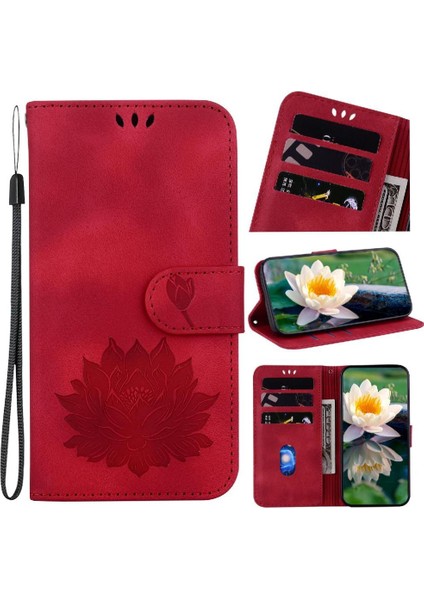 Nokia G21 Kickstand Manyetik Kickstand Kabartma Lotus Için Flip Case (Yurt Dışından)