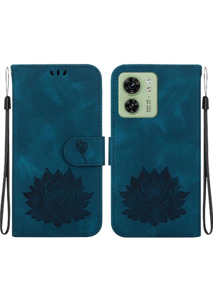 Motorola Kenar 40 Cüzdan Kickstand Kabartma Lotus Çiçek Için Flip Case (Yurt Dışından)