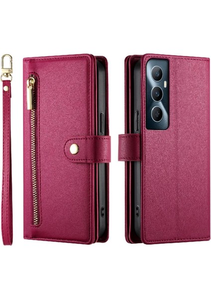 Realme C65 4g Bilek Kayışı Çok Fonksiyonlu Kart Yuvaları Cüzdan Için Flip Case (Yurt Dışından)