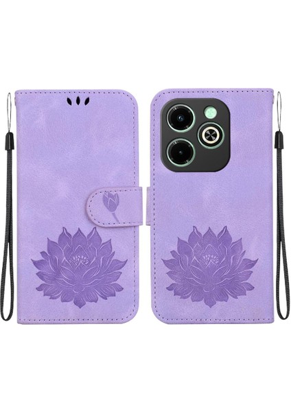 Infinix Akıllı 8 Kickstand Manyetik Cüzdan Kabartma Lotus Için Flip Case (Yurt Dışından)