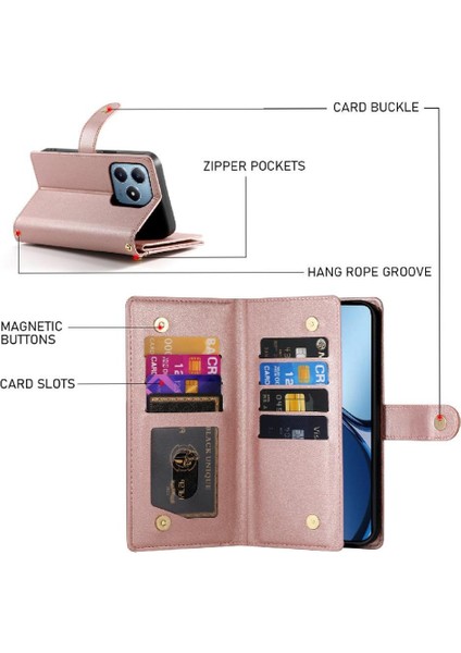 Realme C63 Iş Standı Çok Fonksiyonlu Crossbody Kayışı Için Flip Case (Yurt Dışından)