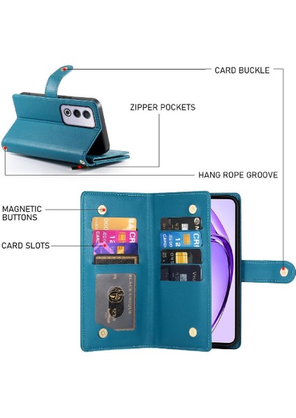 Oppo A3 Pro 5g Bilek Kayışı Cüzdan Bölmesi Kickstand Kart Için Flip Case (Yurt Dışından)