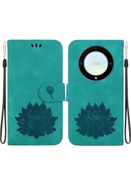 Onur X9A Cüzdan Kabartma Lotus Çiçek Kickstand Manyetik Için Flip Case (Yurt Dışından)