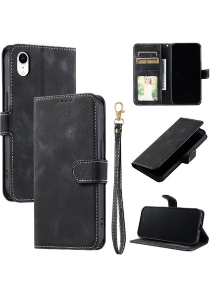 IPhone Xr Bilek Kayışı Kickstand Cüzdan Kart Yuvaları Manyetik Için Flip Case (Yurt Dışından) indirimleri