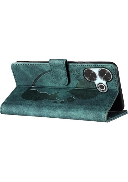 Xiaomi Poco M6 4g Için Flip Case Kabartmalı Sevimli Kedi Tutucu Kapak Cüzdan (Yurt Dışından)